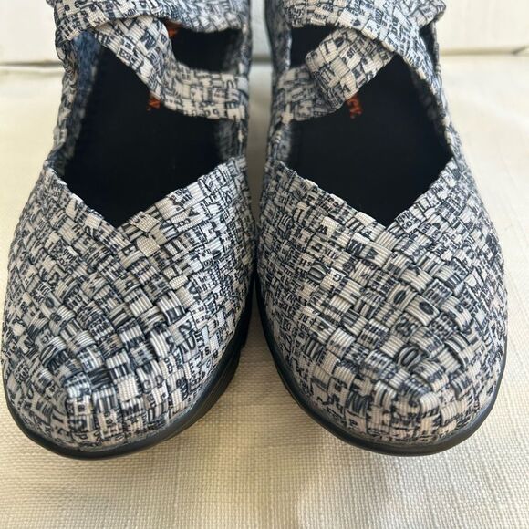 bernie mev. Lulia Newsprint Black White Woven Shoes wedge size 41 - Picture 5 of 11